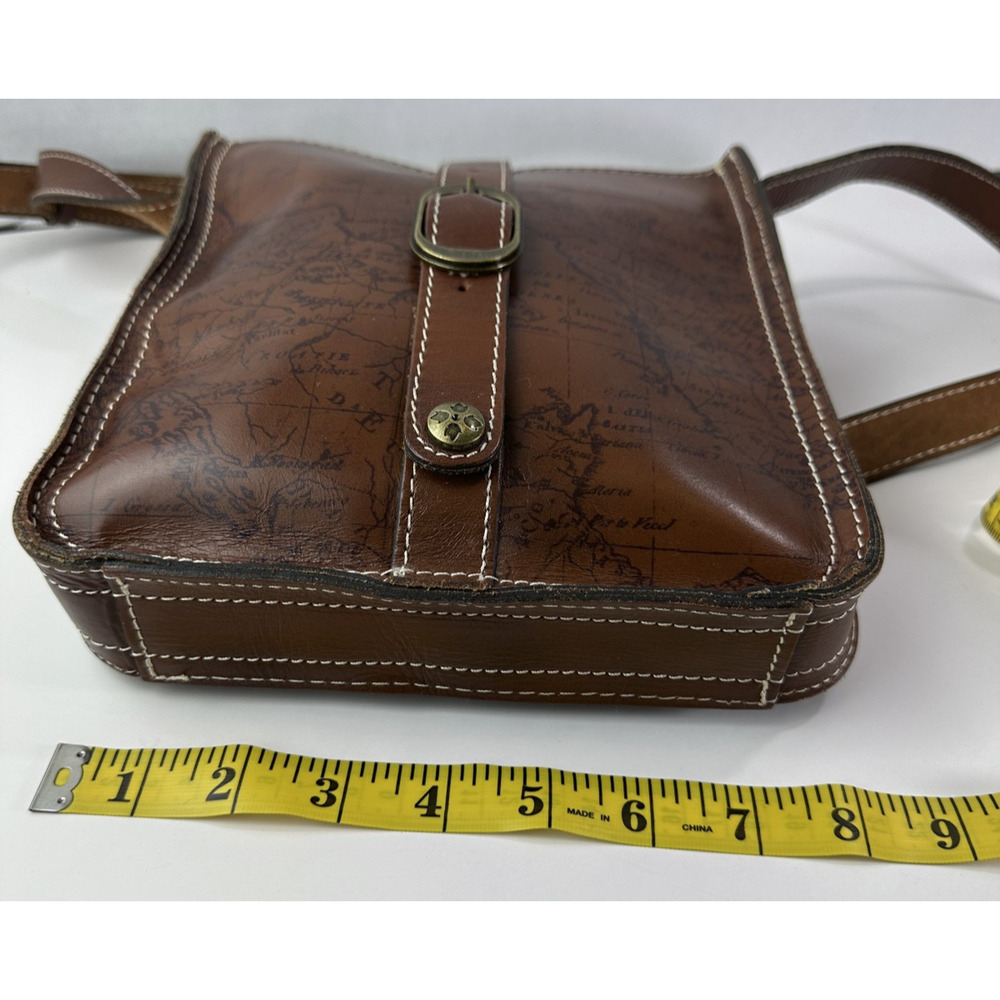 Patricia Nash Venezia Pouch Crossbody Purse Leather Map Print Bag in Brown - Picture 11 of 16